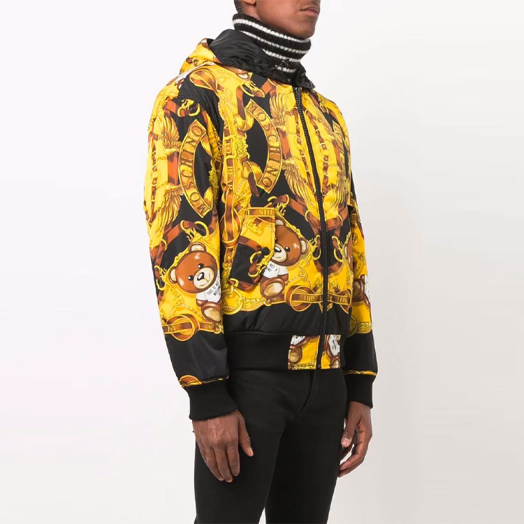 Purchase モスキーノ ロゴ テディベア プリント リバーシブル フーディ ジャケット ブラック J0634-5250-3555