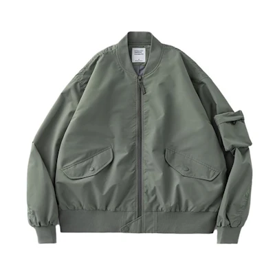 MOSCHINO Loose Fit Solid Color Bomber Jacket with Detachable Pockets LC23377