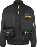 MOSCHINO Multi-Pocket Zip Jacket with Gold Logo - Black A0616-0215-2555 MOSCHINO Multi-Pocket Zip Jacket with Gold Logo - Black A0616-0215-2555