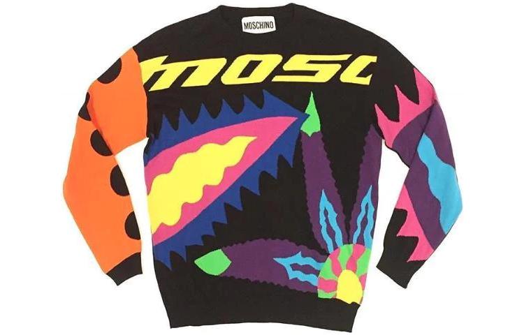 MOSCHINO Multicolor Letter Print Crewneck Sweatshirt Long Sleeve A0910-0200-1555