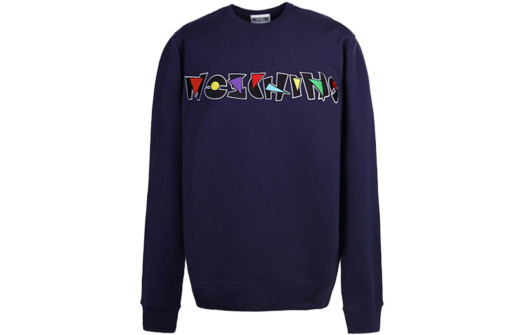 MOSCHINO Navy Blue Embroidered Logo Crewneck Sweatshirt 1732-2027-1290