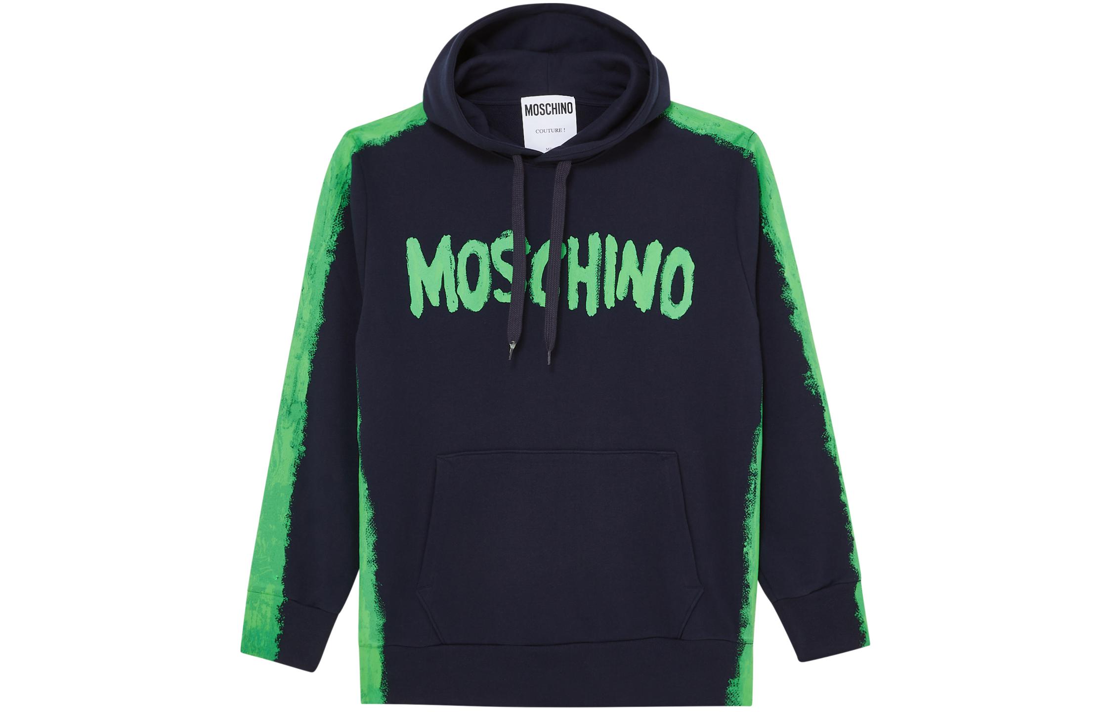 MOSCHINO Navy Blue Letter Hoodie Pullover Long Sleeve Sweatshirt A1706-2028-3290