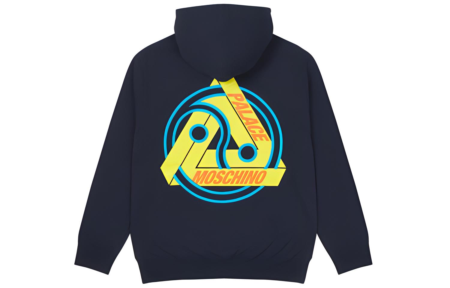 Moschino Navy Blue Unisex Hoodie with Large Logo Print on Back ZCA170113171510