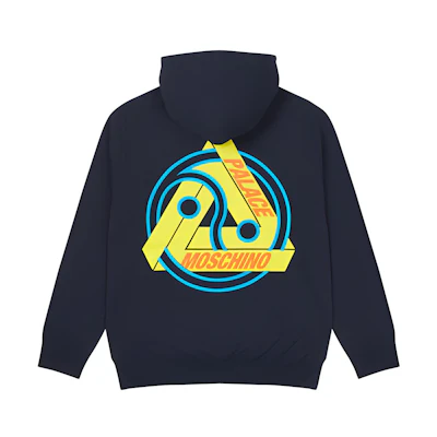 Moschino Navy Blue Unisex Hoodie with Large Logo Print on Back ZCA170113171510
