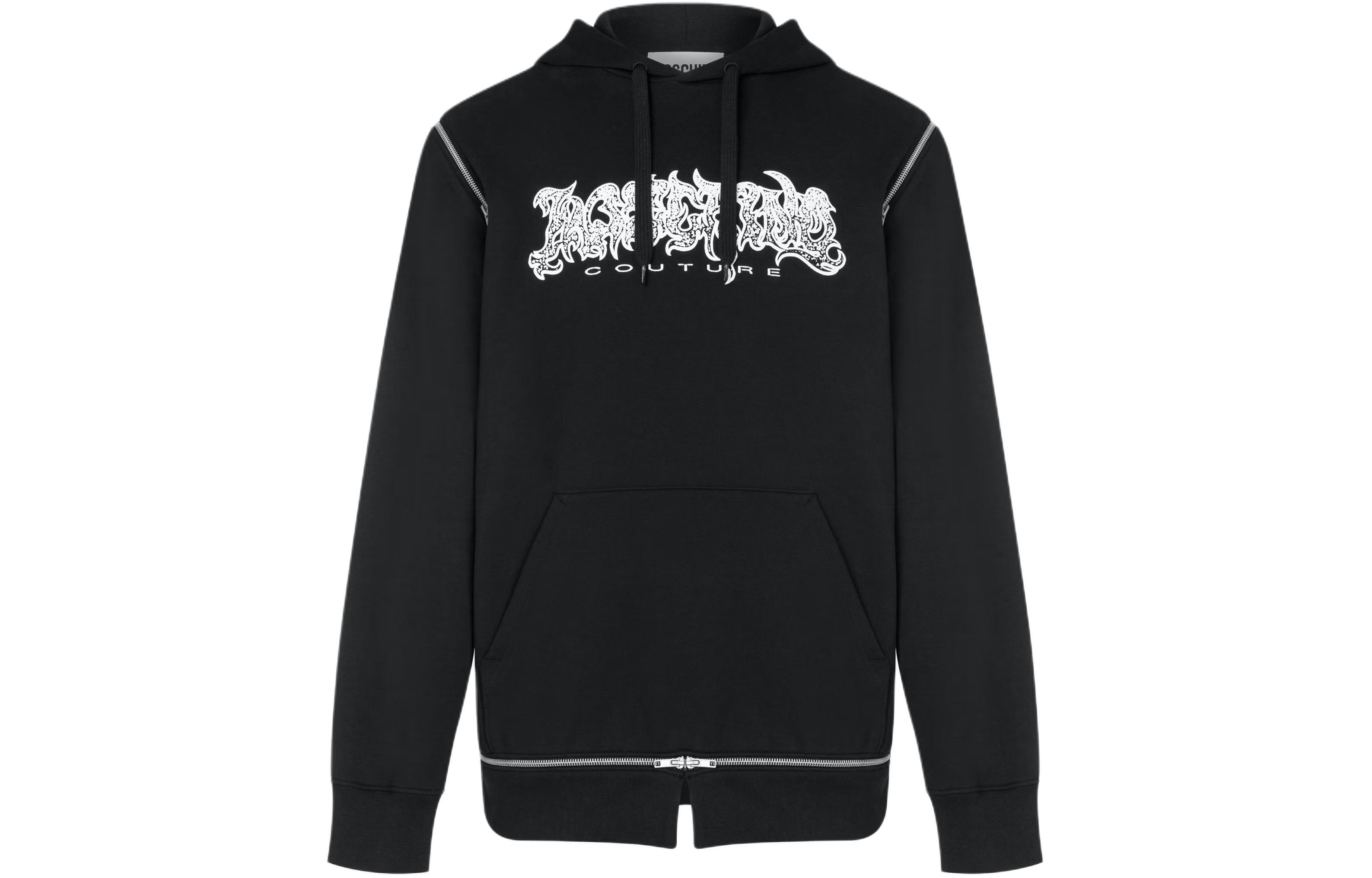 MOSCHINO New Wave Logo Organic Cotton Hoodie Sweatshirt Black Long Sleeve A1723-7028-1555