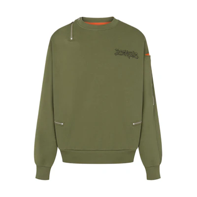 MOSCHINO Newave Logo Organic Cotton Crewneck Sweatshirt Green A1726-7028-2427