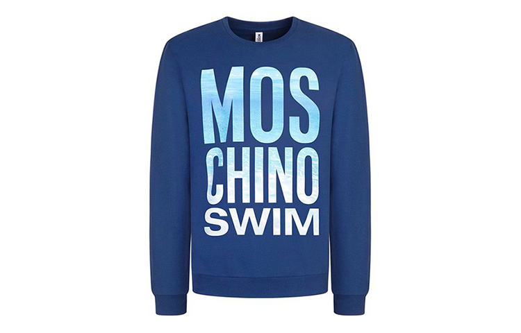 MOSCHINO Ocean Letter Logo Cotton Pullover Sweatshirt Men’s Blue 3-A1701-2318-0290