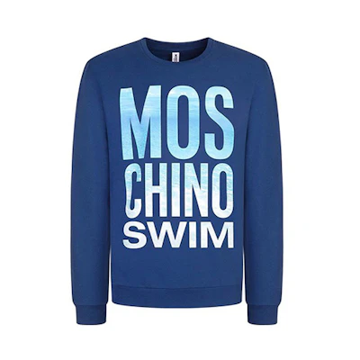 MOSCHINO Ocean Letter Logo Cotton Pullover Sweatshirt Men’s Blue 3-A1701-2318-0290
