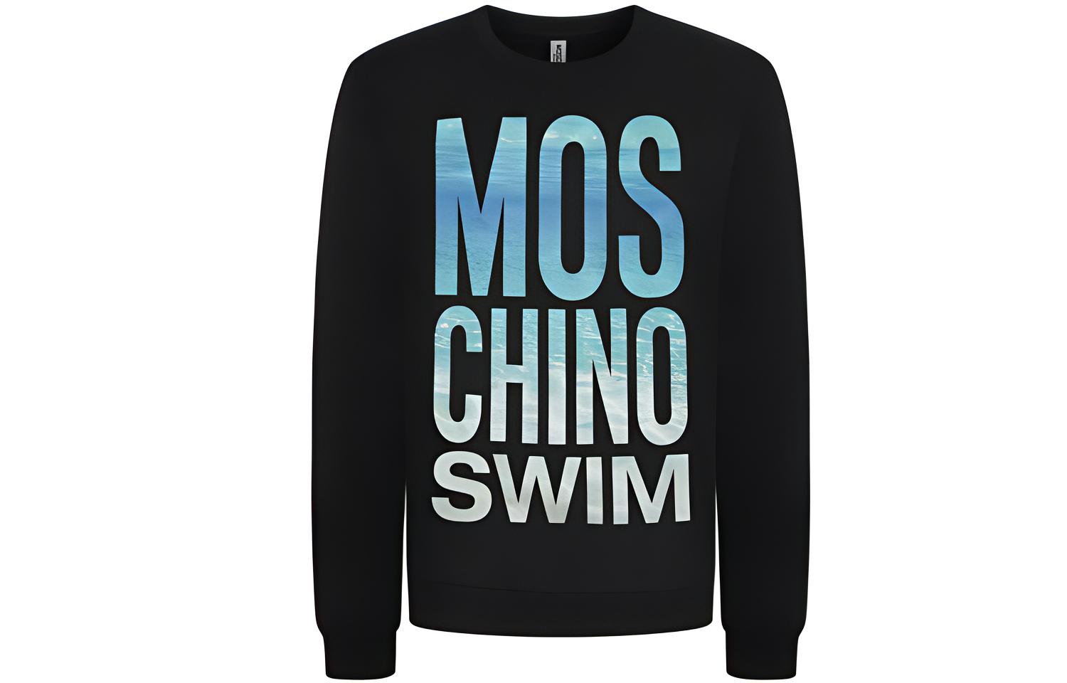 MOSCHINO Ocean Letter Logo Cotton Pullover Sweatshirt Men’s Black 3-A1701-2318-0555