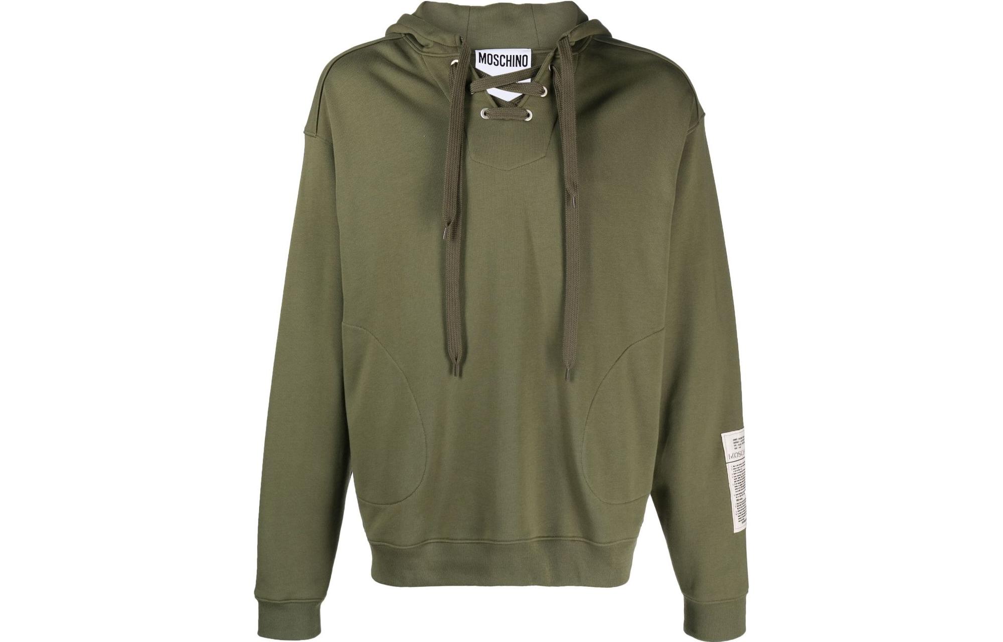 MOSCHINO Oversized Solid Color Green Hoodie J17327028