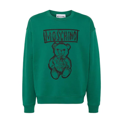 MOSCHINO Painting Teddy Bear Oversized Green Sweatshirt V172770281389