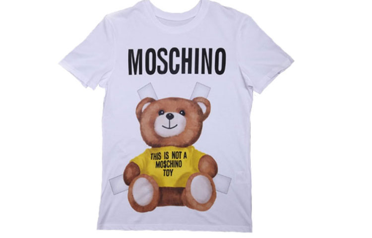 MOSCHINO Pink Bear Loose Fit Unisex White T-Shirt 0706-0440-4001