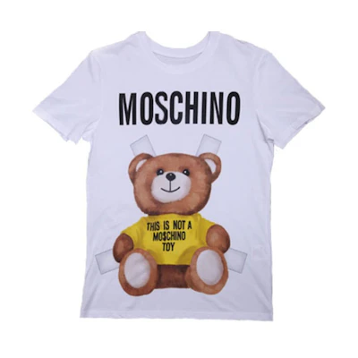 MOSCHINO Pink Bear Loose Fit Unisex White T-Shirt 0706-0440-4001