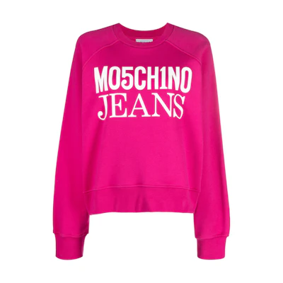 MOSCHINO Pink Logo Print Crewneck Long-Sleeve Sweatshirt J17148756-PINK