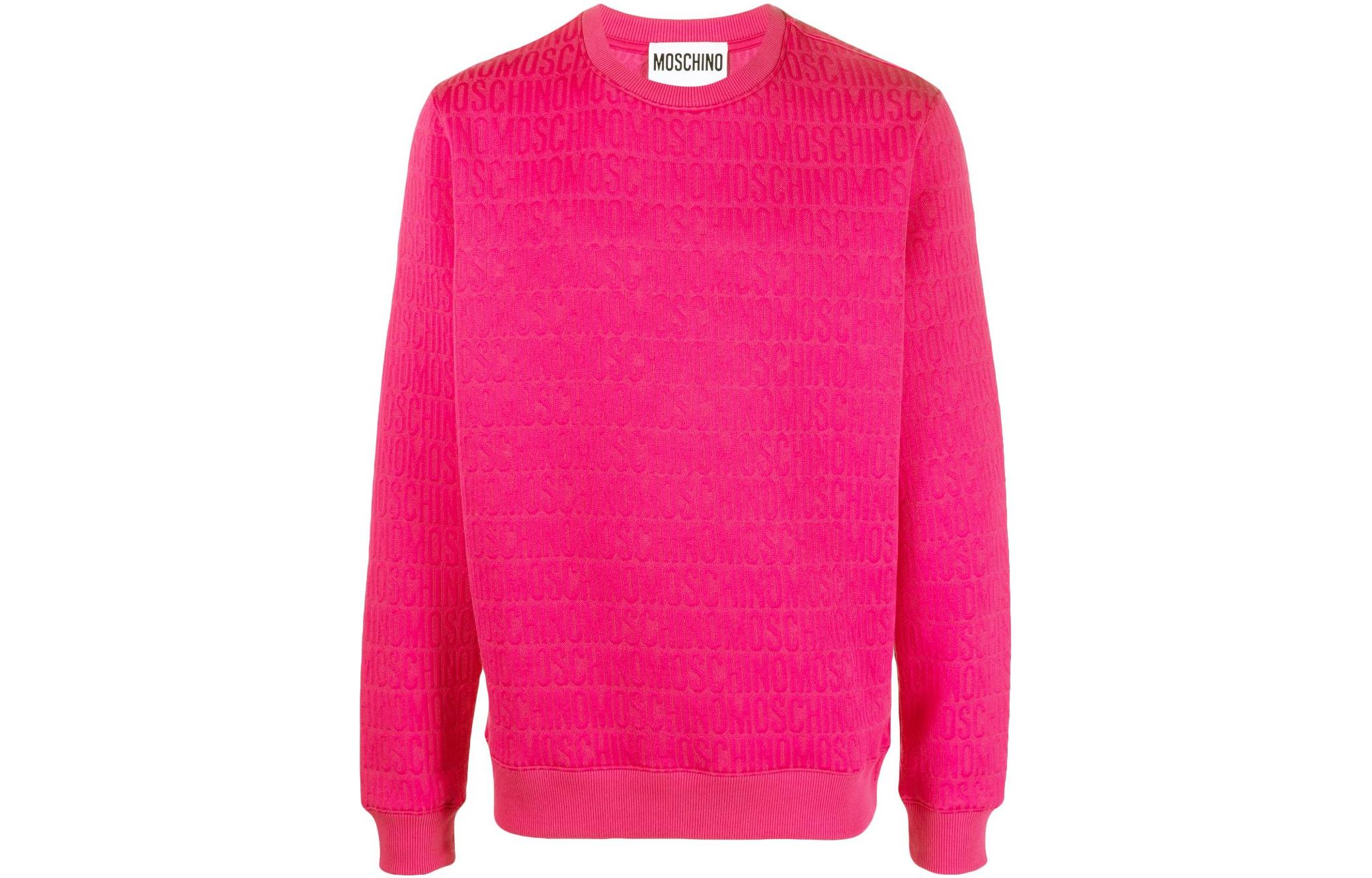 MOSCHINO Pink Logo Print Crewneck Long Sleeve Sweatshirt A1703-7629-1217