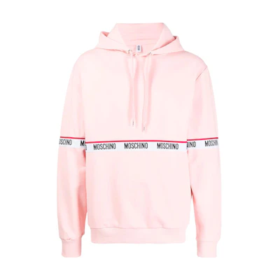 MOSCHINO Pink Loose-Fit Hoodie with Letter Print and Drawstring A1703-8104-0227