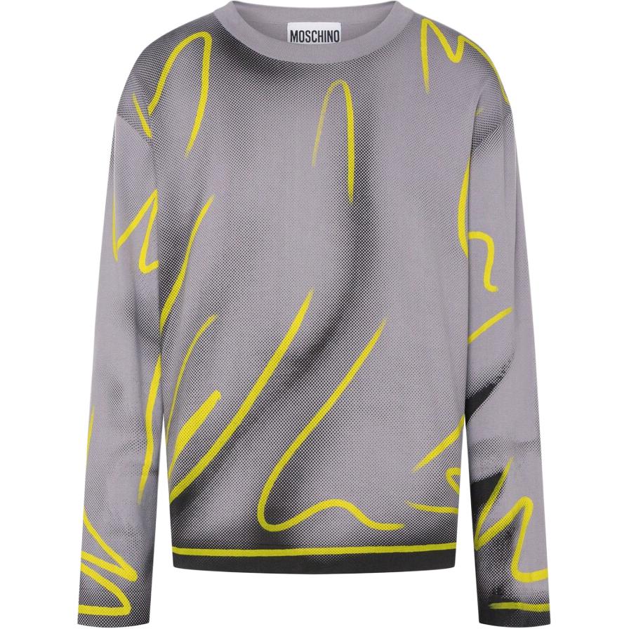 MOSCHINO Printed Crewneck Long Sleeve Sweatshirt Grey A0910-0200-3489