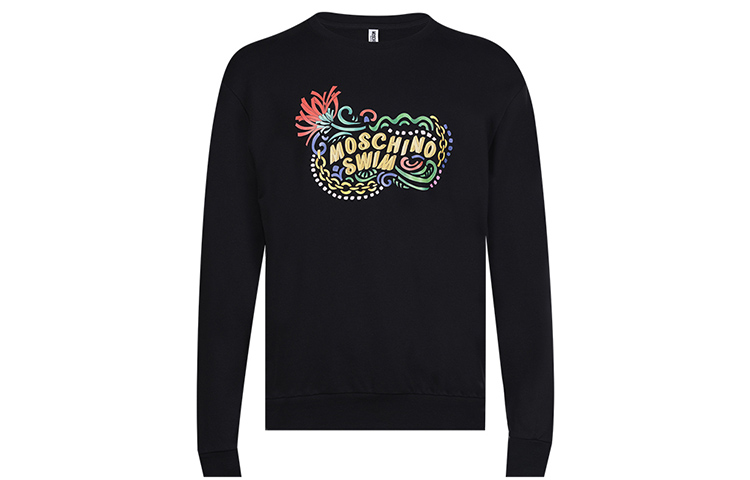 MOSCHINO Printed Letter Crewneck Sweatshirt Black - Long Sleeve A1702-2813-0555