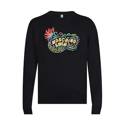 MOSCHINO Printed Letter Crewneck Sweatshirt Black - Long Sleeve A1702-2813-0555