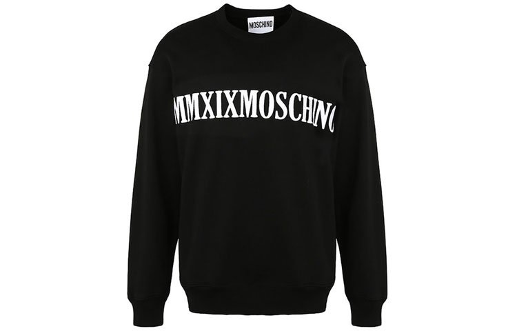 MOSCHINO Pullover Crewneck Sweatshirt Black with Embroidered Logo J1708-5227-1555