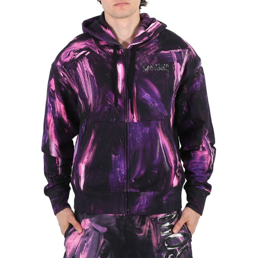 MOSCHINO Purple Graphic Print Zip-Up Hoodie A1711-5227-4270