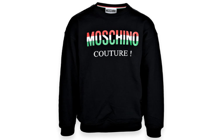 Moschino Red Green Logo Crewneck Sweatshirt Black Unisex ZT1710-5227-1555