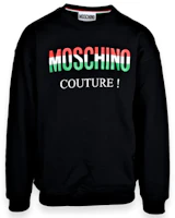 Moschino Red Green Logo Crewneck Sweatshirt Black Unisex ZT1710-5227-1555 Moschino Red Green Logo Crewneck Sweatshirt Black Unisex ZT1710-5227-1555