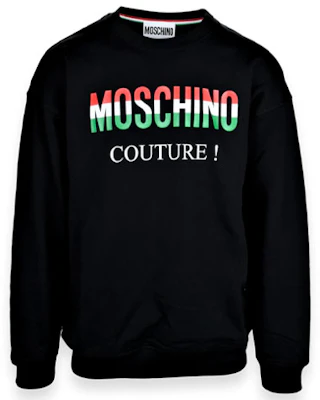 Moschino Red Green Logo Crewneck Sweatshirt Black Unisex ZT1710-5227-1555 Buy Moschino Red Green Logo Crewneck Sweatshirt Black Unisex ZT1710-5227-1555