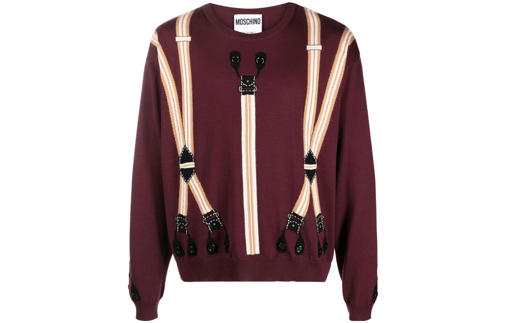 MOSCHINO Red Solid Oversized Sweatshirt with Strap Print J09245202