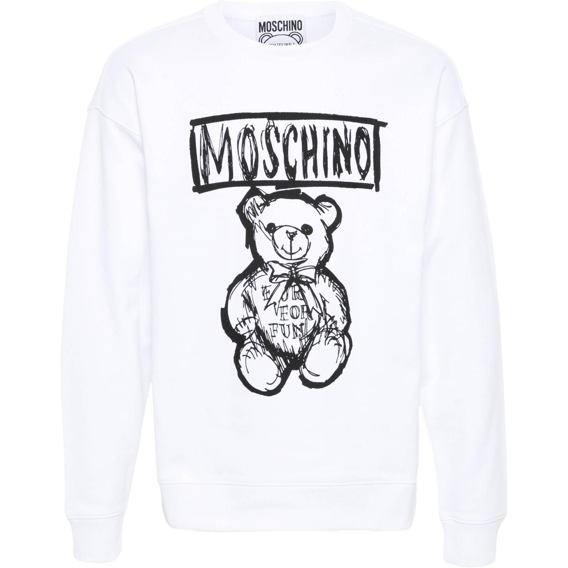 Moschino Ribbed Crewneck Drop-Shoulder Sweater White () ZR172770281001