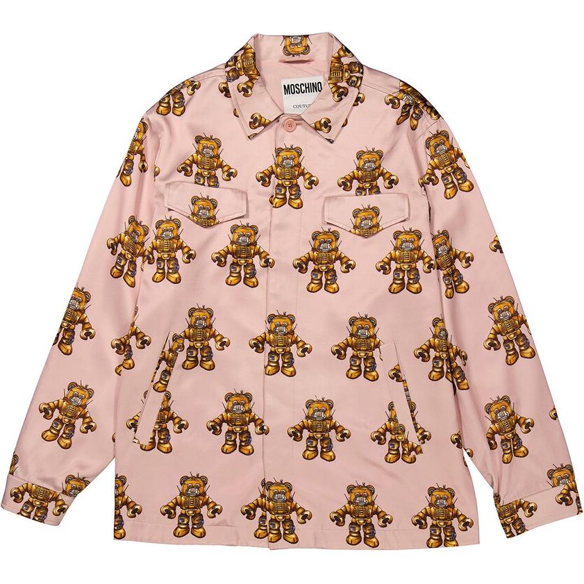 MOSCHINO Robot Teddy Print Pink Long-Sleeve Jacket for Men V0605-7050-1187