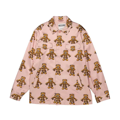 MOSCHINO Robot Teddy Print Pink Long-Sleeve Jacket for Men V0605-7050-1187
