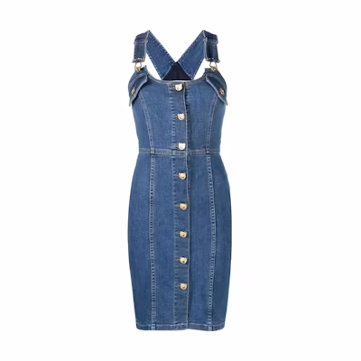 Moschino Slim Fit Sleeveless Buttoned Mini Dress Blue. A0439-0522-0295