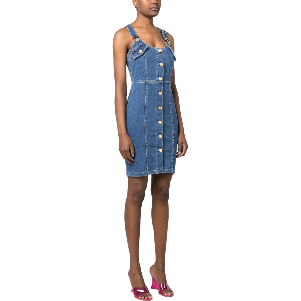 Purchase 모스키노 슬림핏 민소매 버튼 장식 미니 드레스 블루. A0439-0522-0295