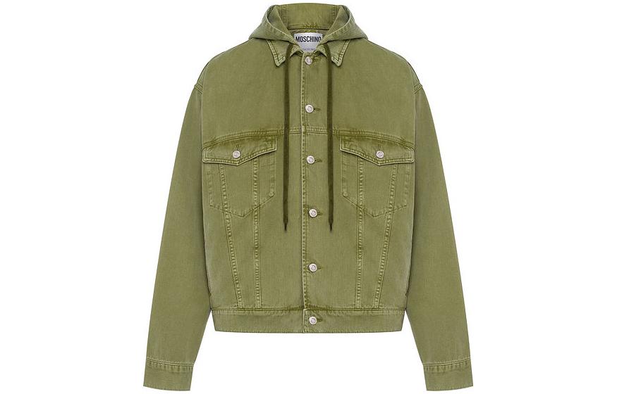 MOSCHINO Solid Color Hooded Jacket Green AEF23-1ZZA-0626