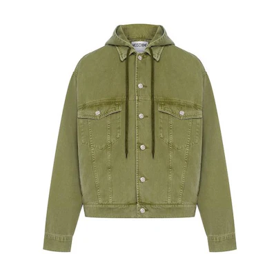 MOSCHINO Solid Color Hooded Jacket Green AEF23-1ZZA-0626
