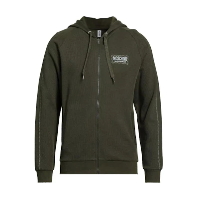 MOSCHINO Solid Color Military Green Hooded Zip Jacket POIZON240919154