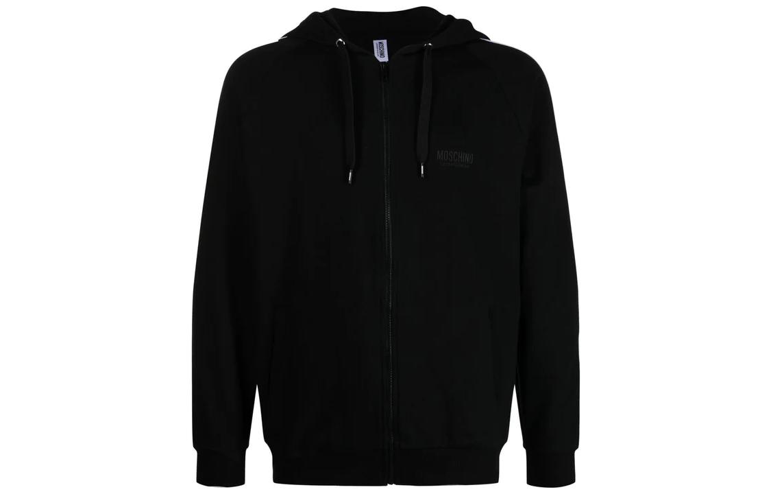 MOSCHINO Solid Logo Embroidered Hoodie Black V1782-4409-0555