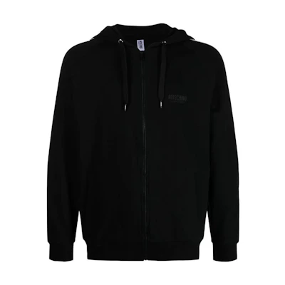 MOSCHINO Solid Logo Embroidered Hoodie Black V1782-4409-0555