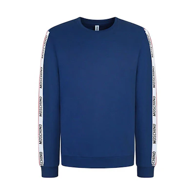 MOSCHINO SS20 Slim Fit Blue Cotton Pullover Sweatshirt 1-V1706-8112-0290