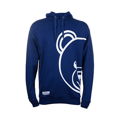 Moschino SS21 Bear Logo Cartoon Hoodie Blue Pullover A1717-8111-0290