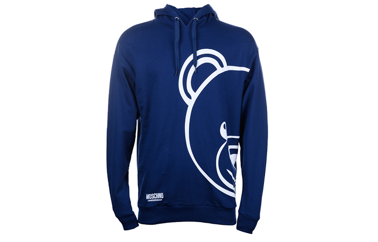 Order Moschino SS21 Bear Logo Cartoon Hoodie Blue Pullover A1717-8111-0290