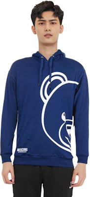 Moschino SS21 Bear Logo Cartoon Hoodie Blue Pullover A1717-8111-0290 Purchase Moschino SS21 Bear Logo Cartoon Hoodie Blue Pullover A1717-8111-0290