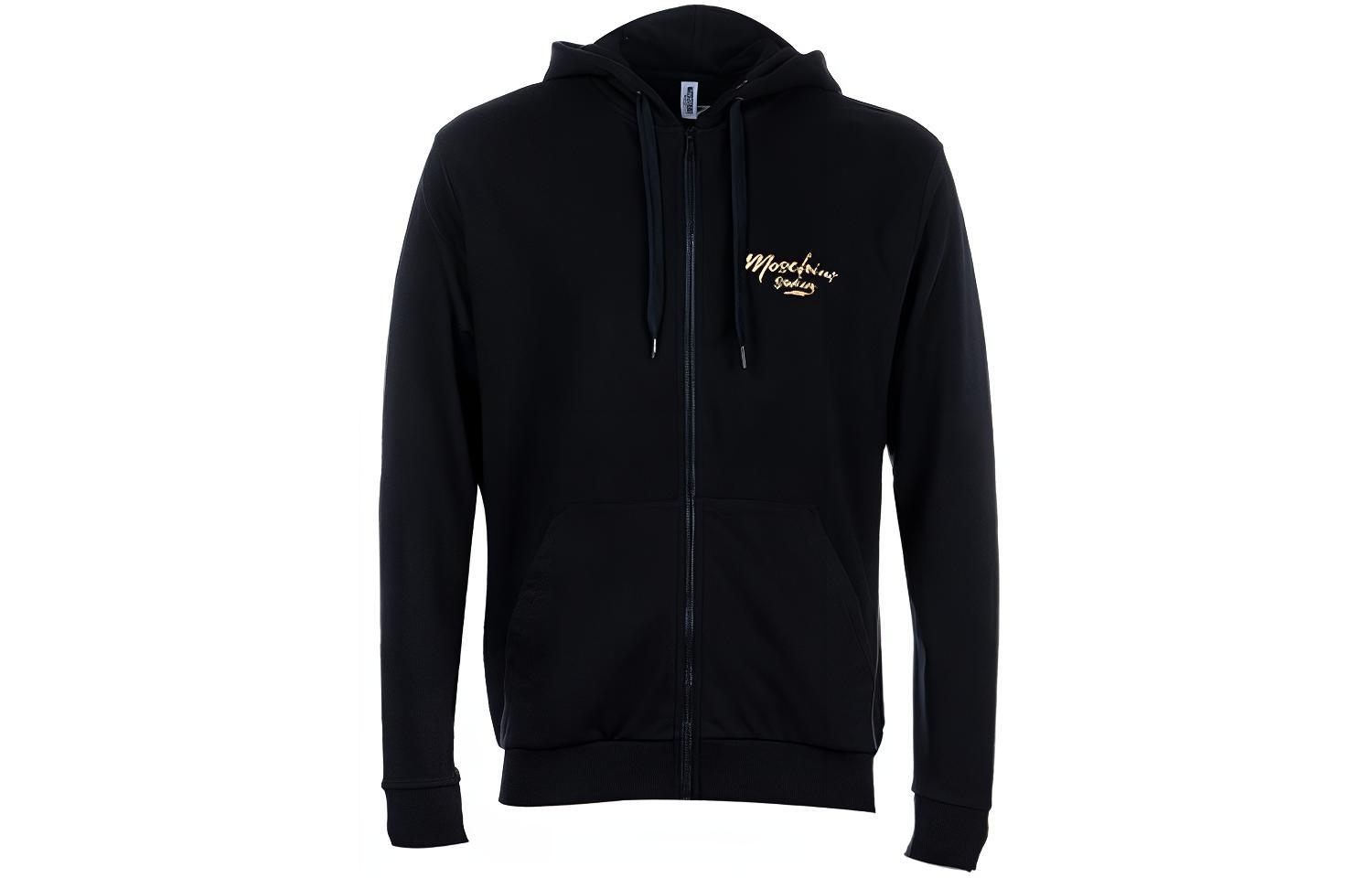 MOSCHINO SS21 Black Logo Zip-Up Hoodie Jacket 170923-24BAS-555