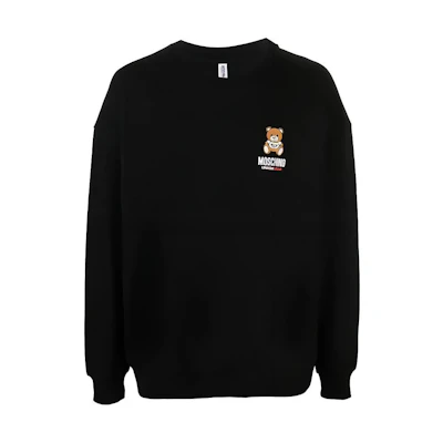 Moschino SS21 Black Teddy Bear Print Long Sleeve Sweatshirt Men A1719-8120-0555