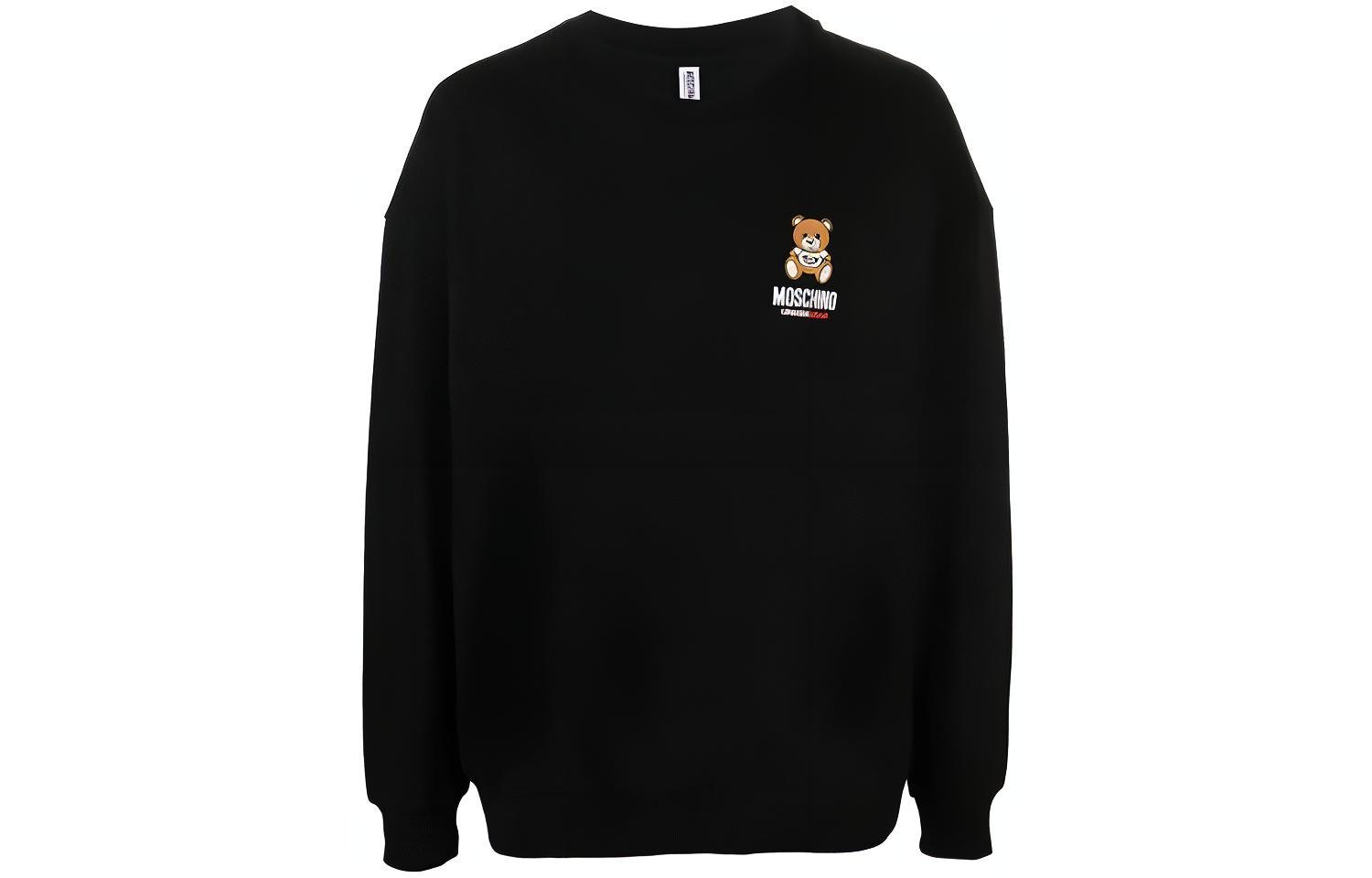Order Moschino SS21 Black Teddy Bear Print Long Sleeve Sweatshirt Men A1719-8120-0555