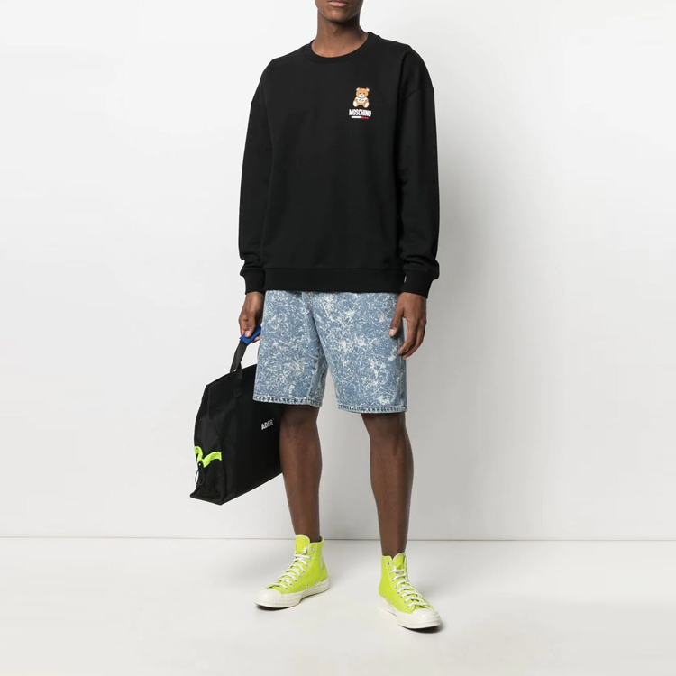 Lookbook Moschino SS21 Black Teddy Bear Print Long Sleeve Sweatshirt Men A1719-8120-0555