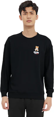Moschino SS21 Black Teddy Bear Print Long Sleeve Sweatshirt Men A1719-8120-0555 Details for Moschino SS21 Black Teddy Bear Print Long Sleeve Sweatshirt Men A1719-8120-0555