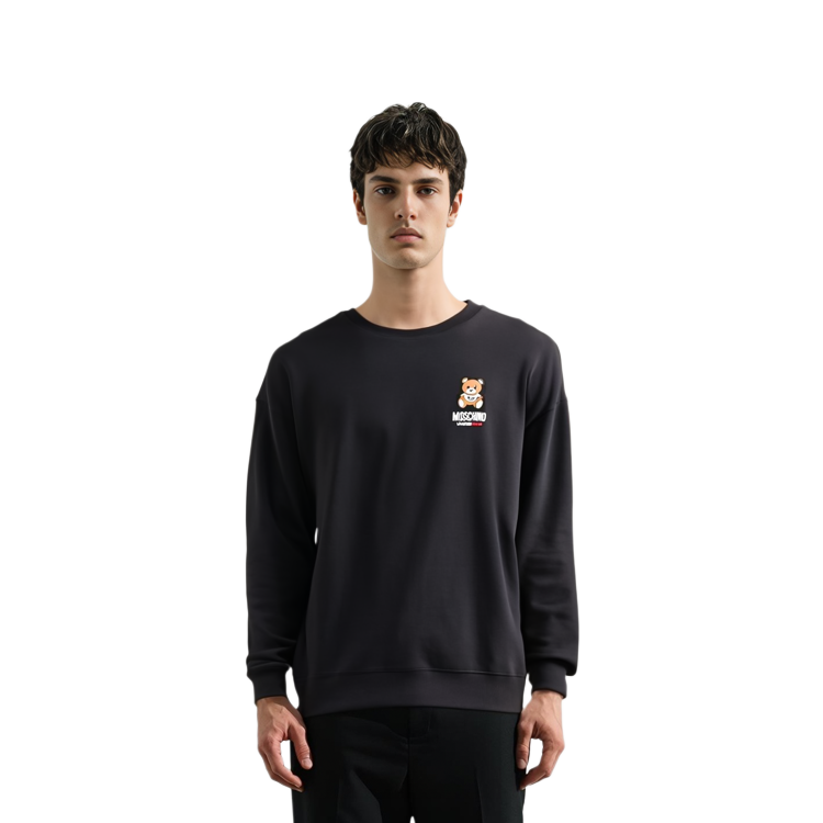 Sizing Moschino SS21 Black Teddy Bear Print Long Sleeve Sweatshirt Men A1719-8120-0555
