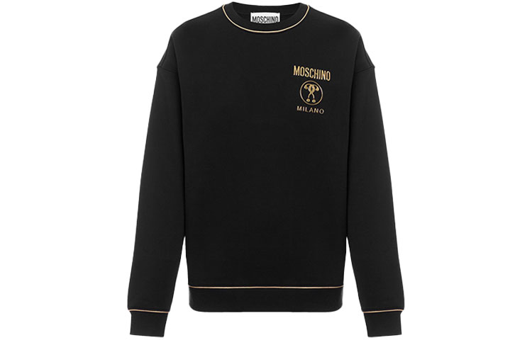 MOSCHINO SS21 Double Question Mark Graphic Crewneck Sweatshirt Black 1777-2027-1555